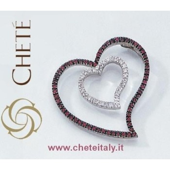 NSA|Chetè Laroche:CIONDOLO doppio CUORE ARGENTO 925 ZIRCONI