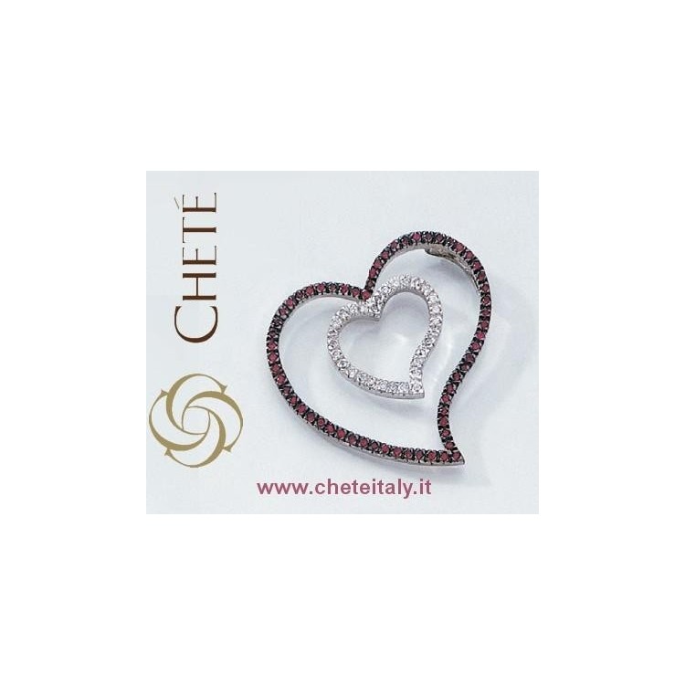 NSA|Chetè Laroche:CIONDOLO doppio CUORE ARGENTO 925 ZIRCONI