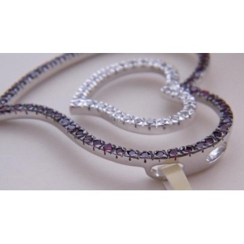 NSA|Chetè Laroche:CIONDOLO doppio CUORE ARGENTO 925 ZIRCONI