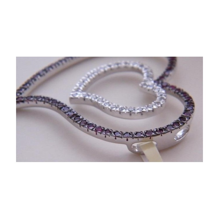 NSA|Chetè Laroche:CIONDOLO doppio CUORE ARGENTO 925 ZIRCONI