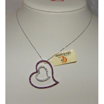 NSA|Chetè Laroche:CIONDOLO doppio CUORE ARGENTO 925 ZIRCONI