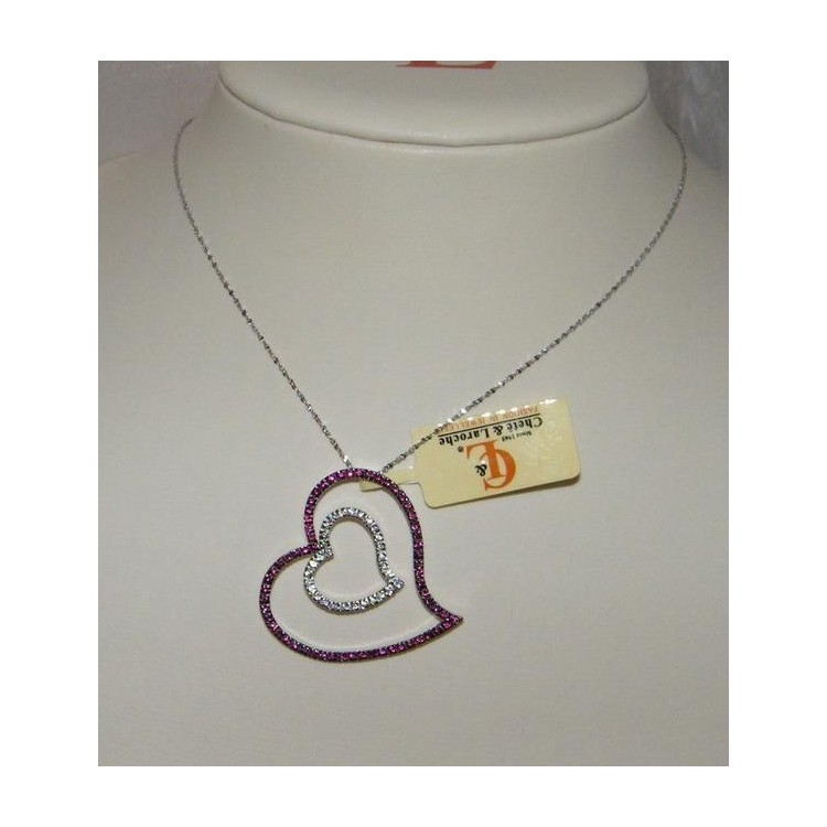 NSA|Chetè Laroche:CIONDOLO doppio CUORE ARGENTO 925 ZIRCONI