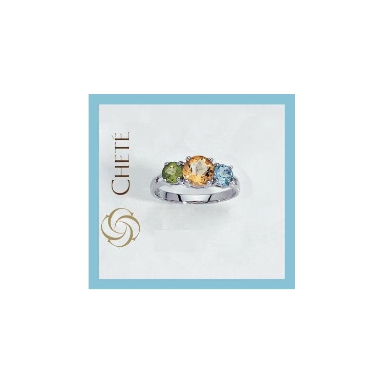 NSA|Chetè Laroche ANELLO ARGENTO 925 CITRINO PERIDOT TOPAZIO mis 19