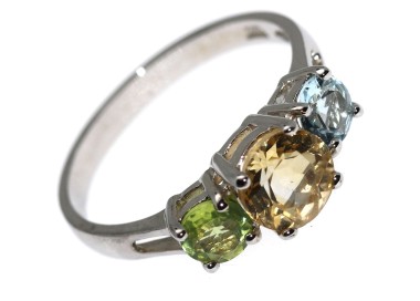 NSA|925 silver ring citrine peridot topaz size 19 Chetè Laroche
