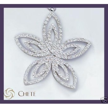 NSA|Ciondolo fiore argento 925 rodiato con pavè di zirconi bianchi