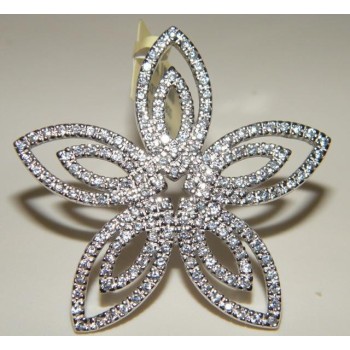 NSA|Ciondolo fiore argento 925 rodiato con pavè di zirconi bianchi