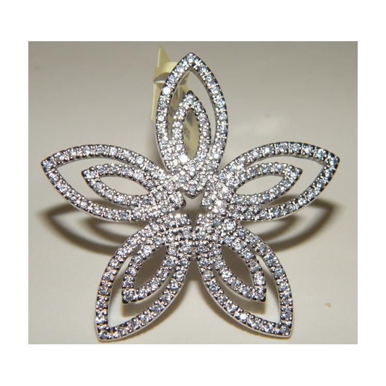 NSA|Ciondolo fiore argento 925 rodiato con pavè di zirconi bianchi