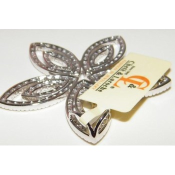 NSA|Ciondolo fiore argento 925 rodiato con pavè di zirconi bianchi