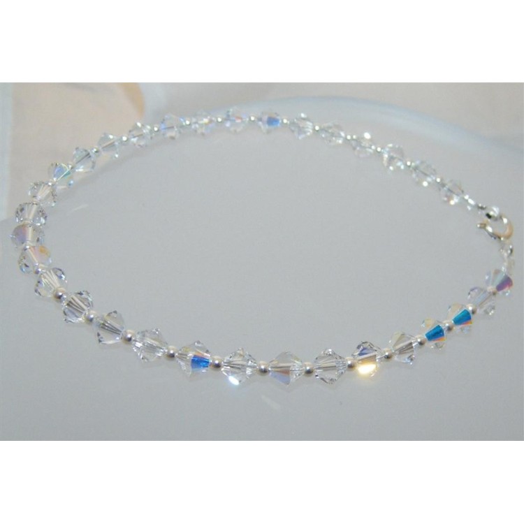 NSA|Bracciale Argento 925 Con Swarovski Bicono  BIANCO Crystal White varie misure