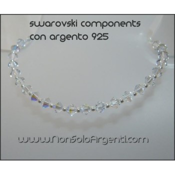 NSA|Bracciale Argento 925 Con Swarovski Bicono  BIANCO Crystal White varie misure