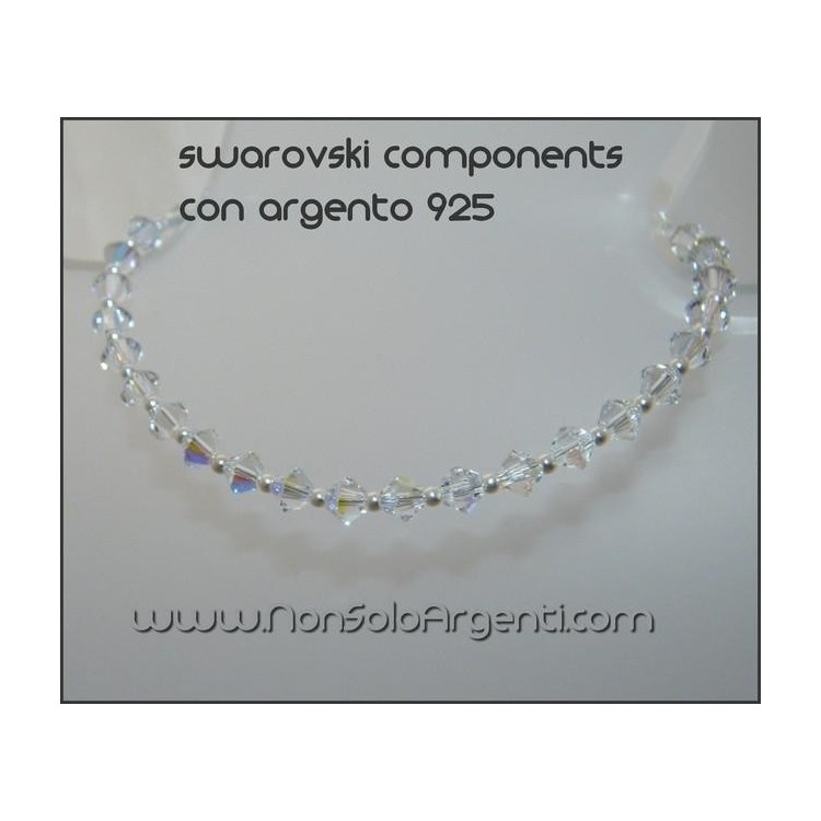 NSA|Bracciale Argento 925 Con Swarovski Bicono  BIANCO Crystal White varie misure
