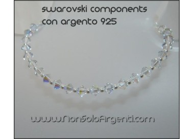 NSA|Bracciale Argento 925 Con Swarovski Bicono  BIANCO Crystal White varie misure