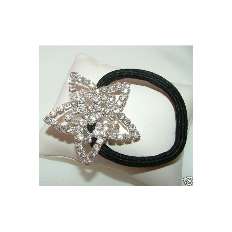 NSA|fermaglio a stella con pavè di strass per coda di cavallo elastico donna