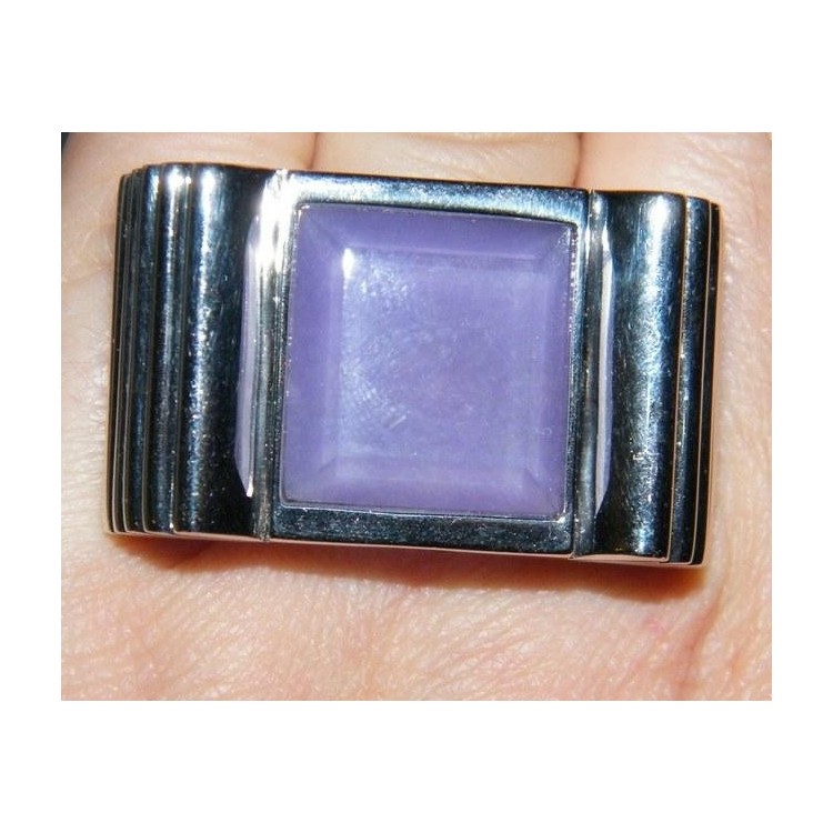 NSA|anello a fiocco argento 925 grande agata brasiliana viola misura 18 donna