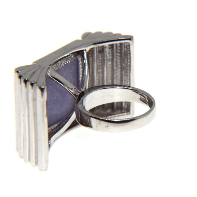 NSA|anello a fiocco argento 925 grande agata brasiliana viola misura 18