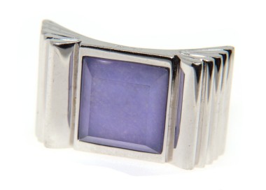 NSA|anello grande a fiocco argento 925 grande agata brasiliana viola misura 18