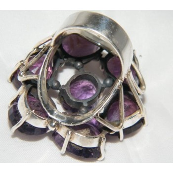 NSA|Argento 925 : imponente anello con pietre ametista mis 19