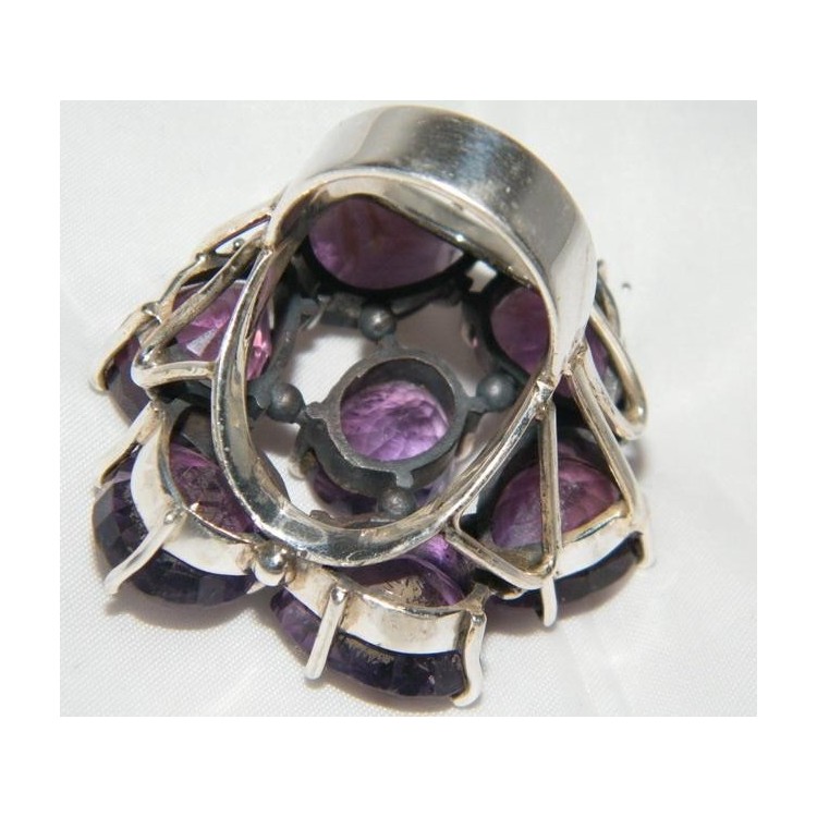 NSA|Argento 925 : imponente anello con pietre ametista mis 19