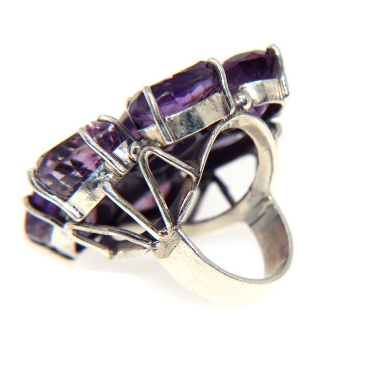 NSA|grande anello argento 925 con pietre ametista misura 19 donna