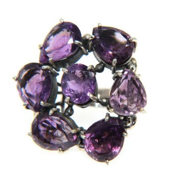 NSA|grande anello argento 925 con pietre ametista misura 19 donna