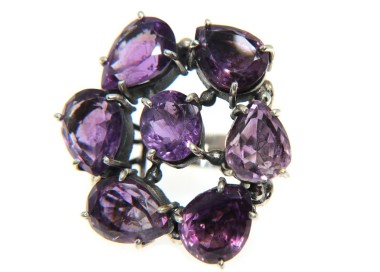 NSA|Argento 925 : imponente anello con pietre ametista mis 19