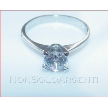 NSA|Argento 925 Italiano Rodiato : Anello Solitario con Zircone taglio brillante