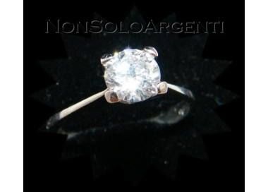 NSA|Argento 925 Italiano Rodiato : Anello Solitario con Zircone taglio brillante