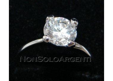 NSA|Argento 925 Italiano Rodiato : Anello Solitario con Zircone taglio brillante