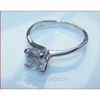 NonSoloArgenti |925 silver ring woman Solitaire with brilliant cut Zirconia 7mm