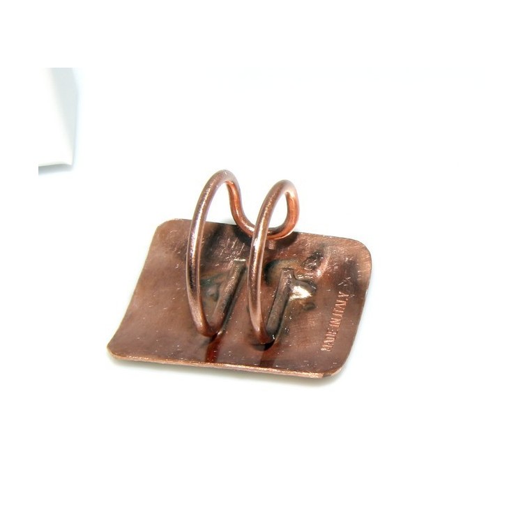 NSA|Anello donna piastra regolabile rame 999 CopperFantasy smalto marrone panna glitter