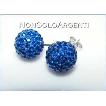 NSA|Argento 925 Rodiato : Orecchini al lobo con sfera di zirconia 10mm