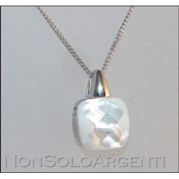 NSA|Argento 925 : Collana girocollo veneziana o grumetta ciondolo madreperla naturale bianca