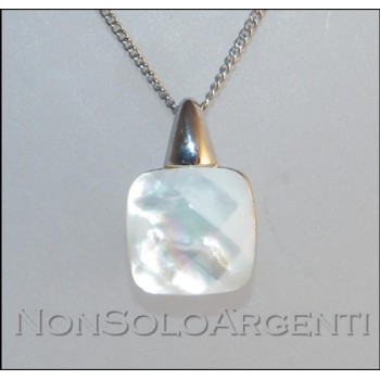 NSA|Argento 925 : Collana girocollo veneziana o grumetta ciondolo madreperla naturale bianca