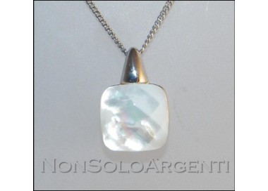 NSA|925 silver necklace with natural white mother-of-pearl pendant