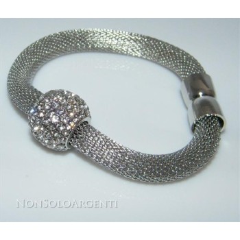 NSA|Bigiotteria : Bracciale tubolare calamita con sfera  a ciondolo o passante pavè di strass