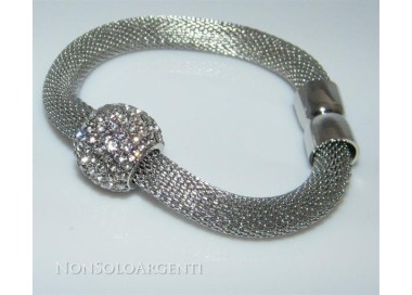 NSA|Bigiotteria : Bracciale tubolare calamita con sfera  a ciondolo o passante pavè di strass