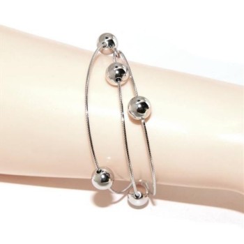 NSA|NALBORI Bracciale planetario donna argento 925 snake 3 fili con palline 8 mm polso cm 15 - 19