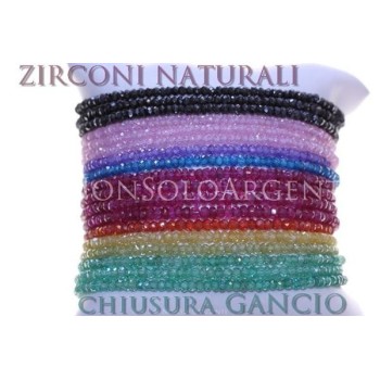 NSA|Argento 925 : Bracciale Donna semipreziosi pietre zirconi naturali chiusura gancio mis 17