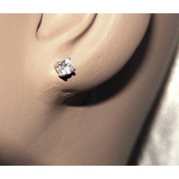 NSA|Argento 925  : orecchini  punto luce perno e griffe zircone nero o bianco 4 mm