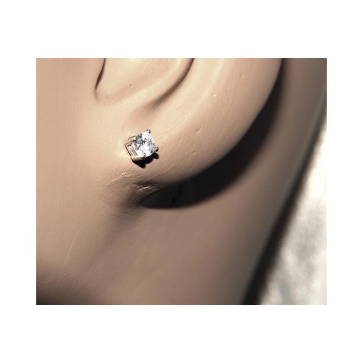 NSA|Argento 925  : orecchini  punto luce perno e griffe zircone nero o bianco 4 mm