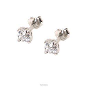NSA|925 silver: stud earrings light point pin and black or white zirconia claws 4 mm