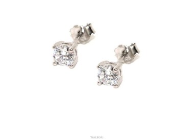 NSA|925 silver: stud earrings light point pin and black or white zirconia claws 4 mm