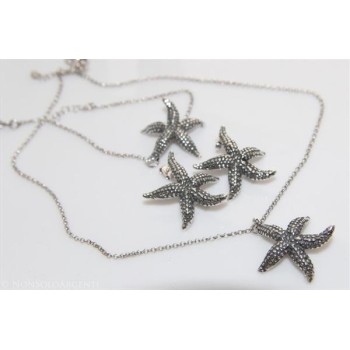 NSA|Argento 925 : Gioielli realizzati a mano con stelle marine grandi - Orecchini - collana - bracciale o completo