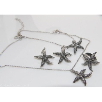 NSA|Argento 925 : Gioielli realizzati a mano con stelle marine grandi - Orecchini - collana - bracciale o completo