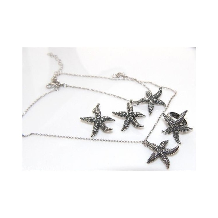 NSA|Argento 925 : Gioielli realizzati a mano con stelle marine grandi - Orecchini - collana - bracciale o completo