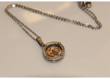 NSA|Acciaio  : Esclusiva collana 3D Buollonata tonda ancora timone cromato e rosè