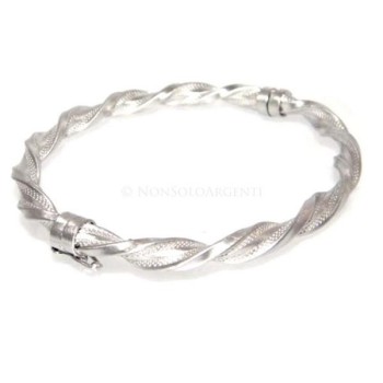 NSA|Argento 925 : bracciale uomo o donna rigido cerchio  Molla tochon nido d'ape satinato realizzato a mano chiusura sicurezza