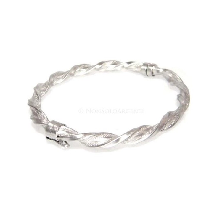 NSA|Argento 925 : bracciale uomo o donna rigido cerchio  Molla tochon nido d'ape satinato realizzato a mano chiusura sicurezza