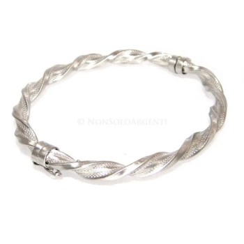 NSA|Argento 925 : bracciale uomo o donna rigido cerchio  Molla tochon nido d'ape satinato realizzato a mano chiusura sicurezza