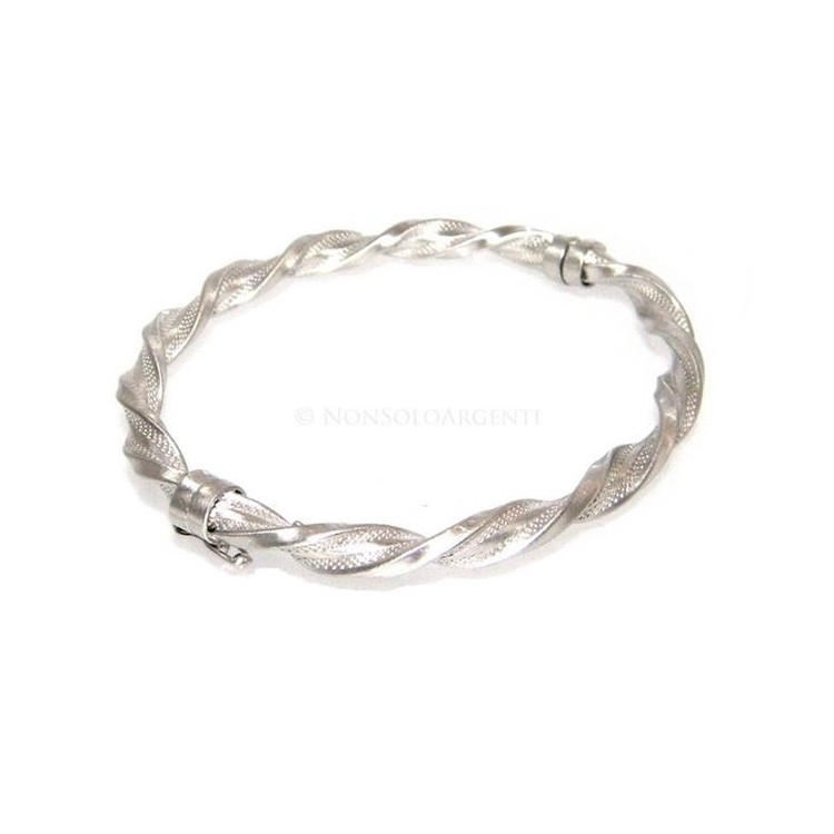 NSA|Argento 925 : bracciale uomo o donna rigido cerchio  Molla tochon nido d'ape satinato realizzato a mano chiusura sicurezza